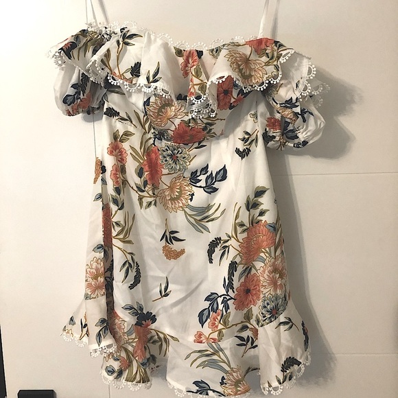 Meg Floral Off The Shoulder Ruffle Dress Small - Picture 5 of 8